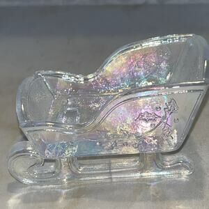 Mosser Glass Crystal Carnival Mini Christmas Sleigh – Holiday Glass Figurine